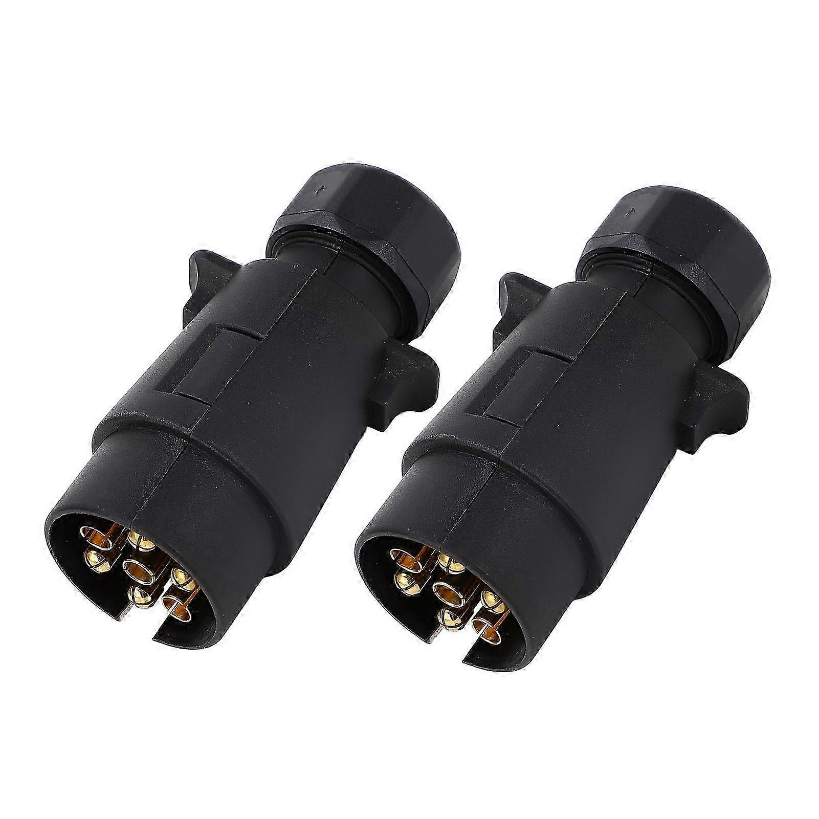 2Pcs 7 Pin Trailer Connector - Durable Design for EU Standard RV & Utility Trailers