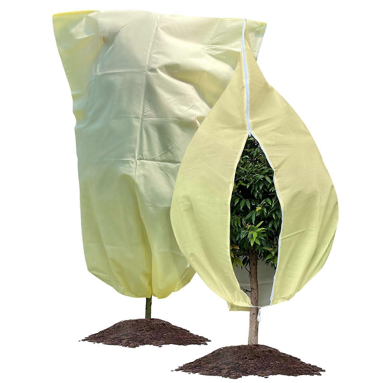 Plant Covers Large 60W x 70H, 2-Pack, Shrub Covers With Zipper And Drawstring, Frost Cloth For Winter
