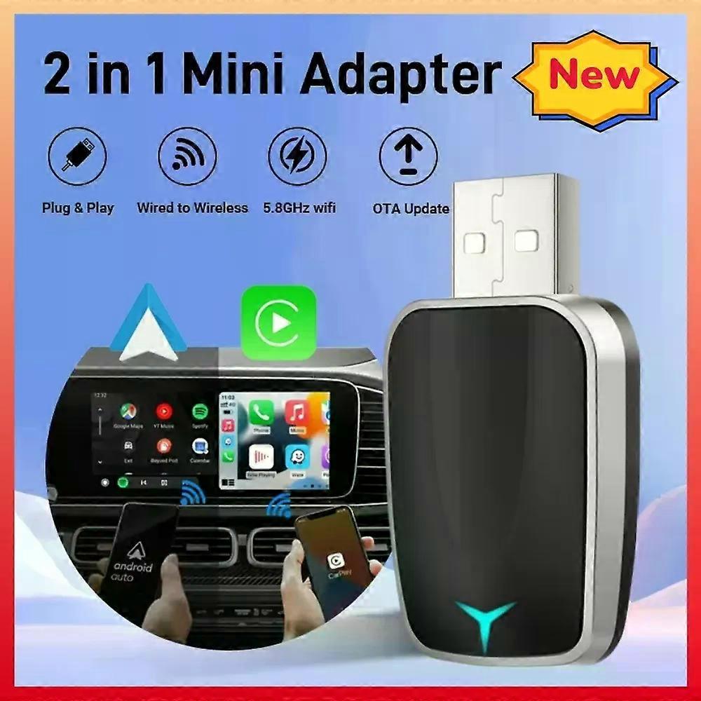 2025 NEW 2 In 1 Wireless Carplay AI Box Android Auto Plug And Play Applicable To Convert Original Car Wired Carplay To Wireless