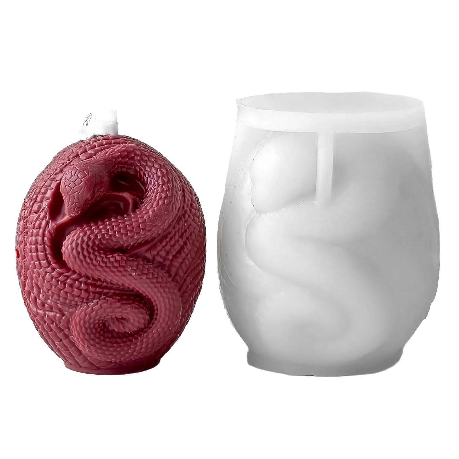 Snake Cylinder Silicone Pillar Candle Molds for Epoxy Resin 3D Embossed Snake Silicone Molds for Candle Soap Making