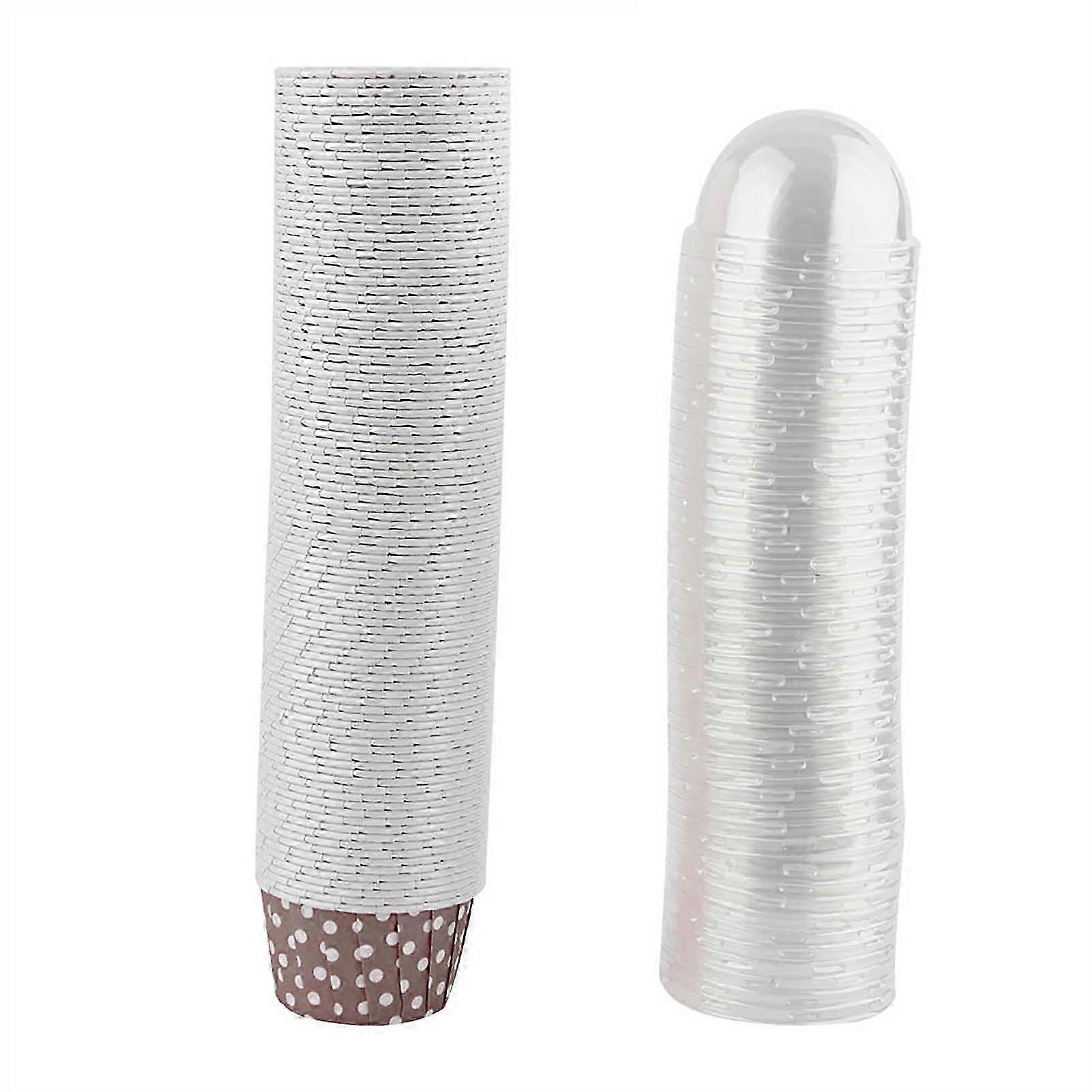 100PCS Color Mini Cupcake Liners Paper Round Cake Baking Cups Muffin Cases with Lid,Coffee