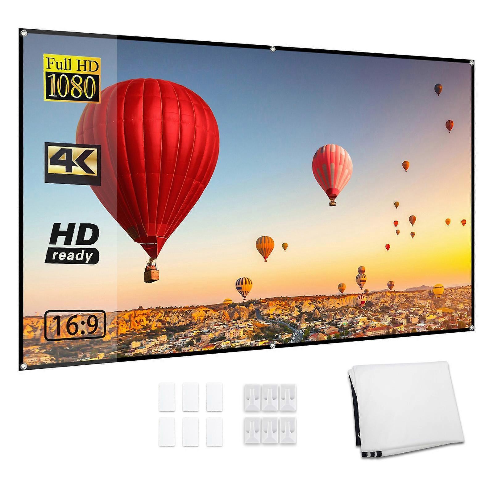 16:9 Single Projection Screen Foldable and Portable Polyester for Conference Room, Home Theater and Outdoor