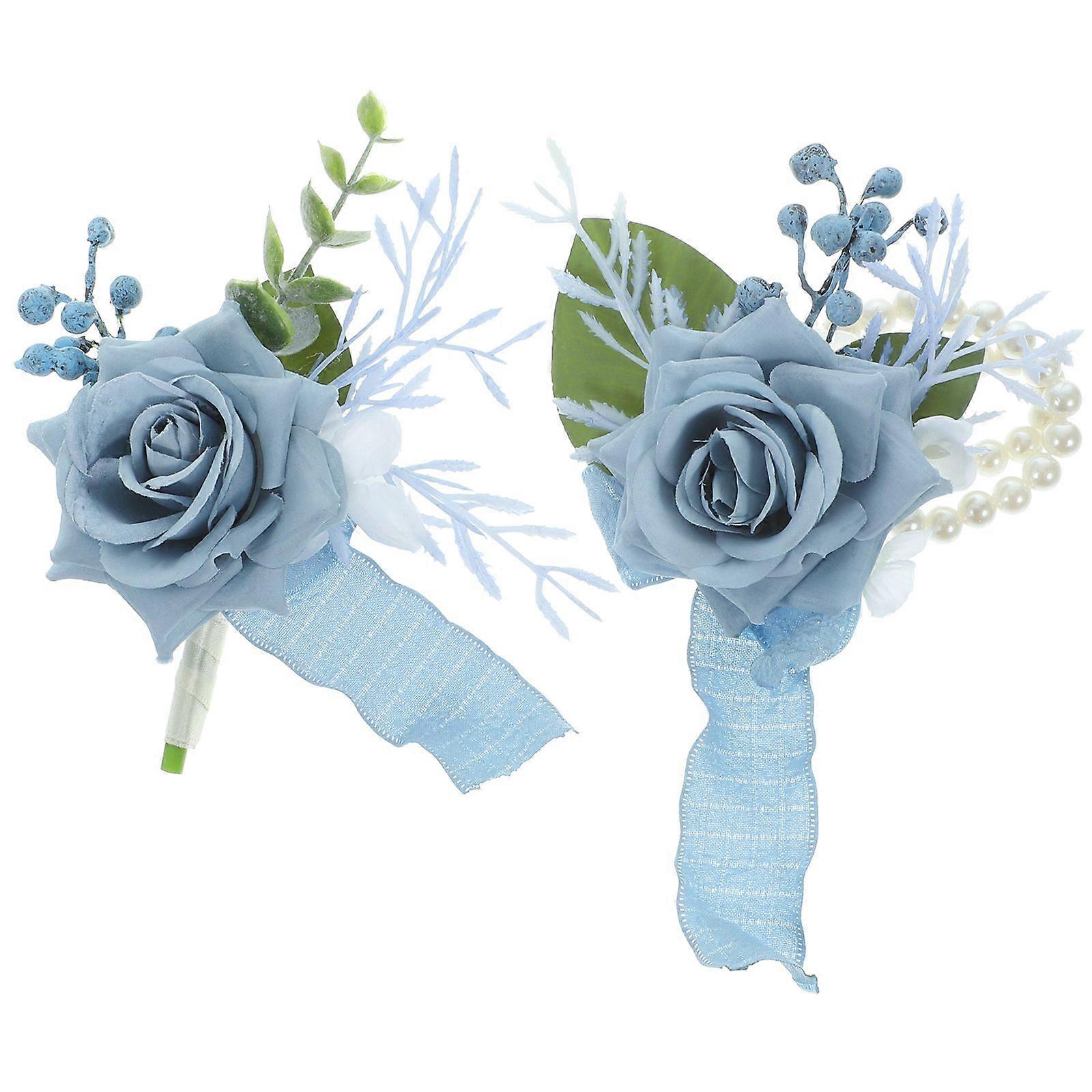 1 Set of Wrist Corsage Boutonniere Set Artificial Flower Wrist Corsage Bracelets Set for Celebration