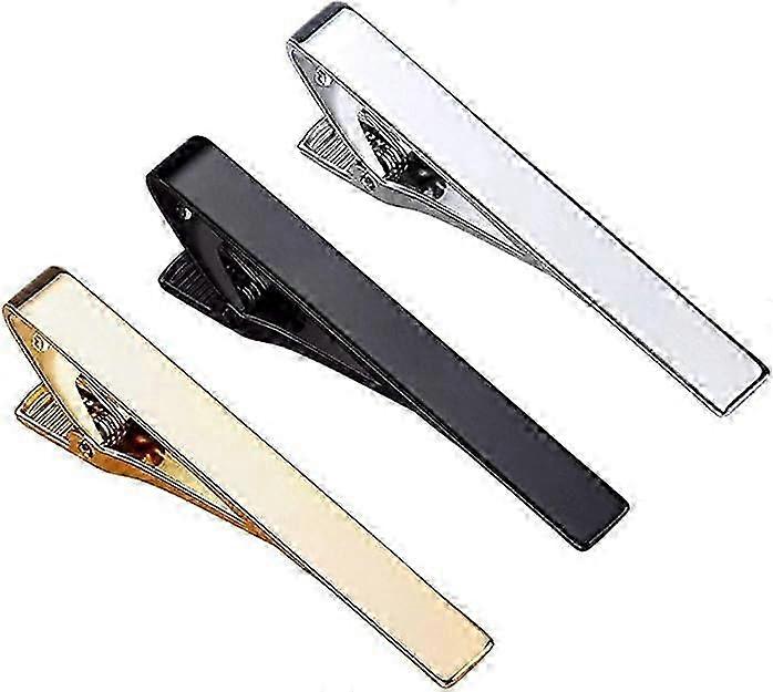 3 Pack Long Tie Clips for Men - Stylish Tie Bar Set
