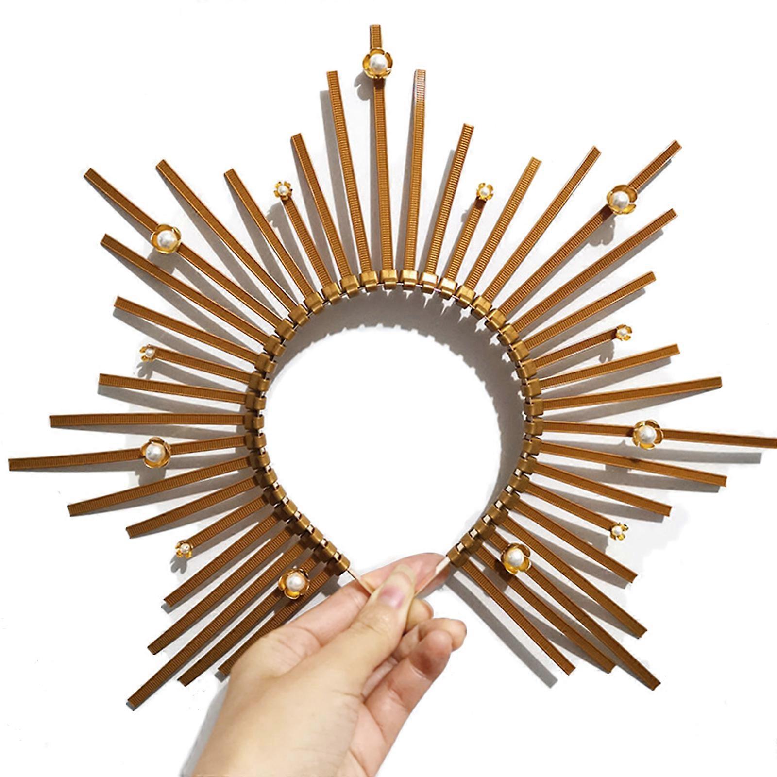 Lolita Halo Crown Headpiece Baroque Tiara Crown Lolita Cosplay Crown Headband DIY Halo Goddess Headpiece Mary Halo  Flower