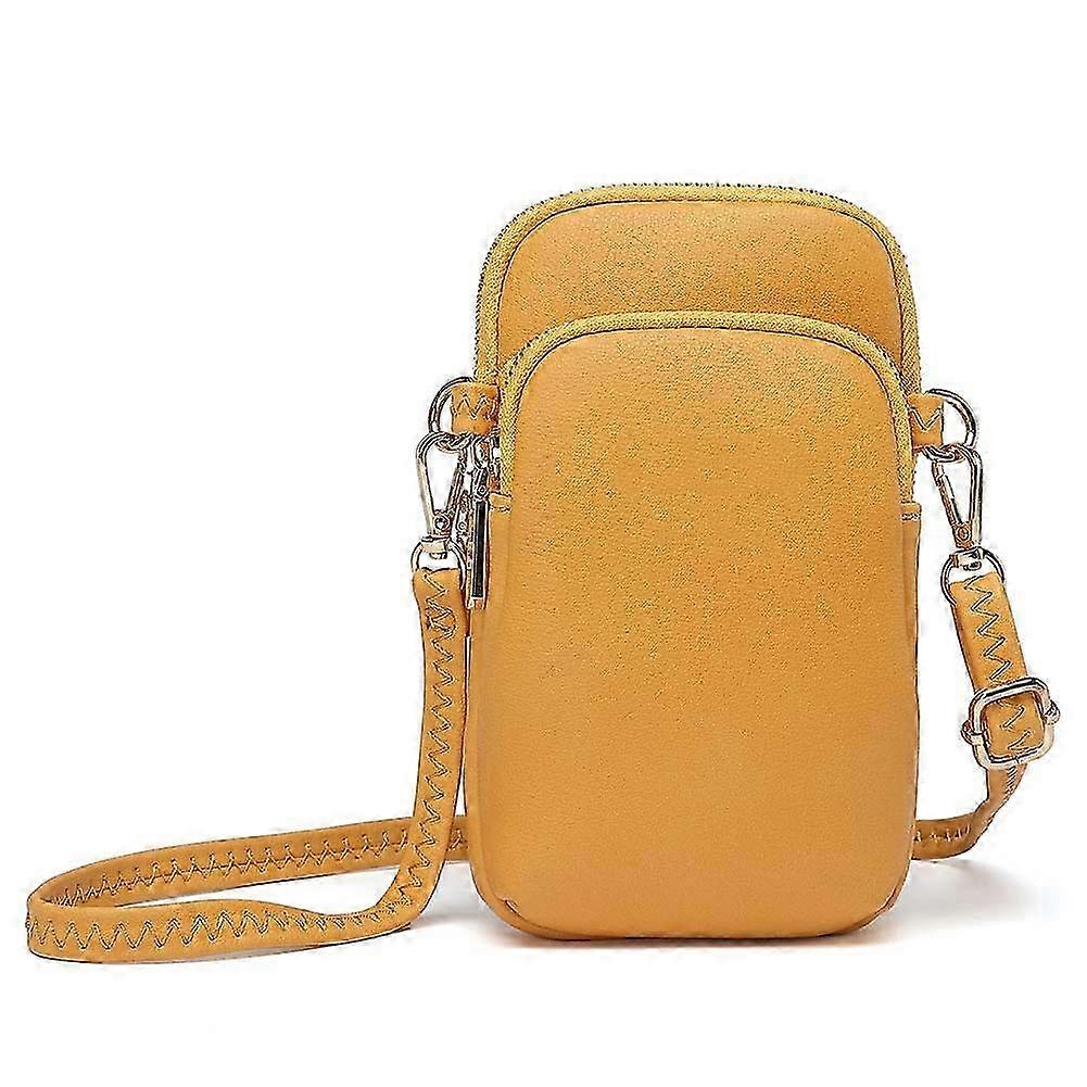 حقيبة كتف محفظة الهاتف المصغرة من Fashion PU مع سحاب - أصفر