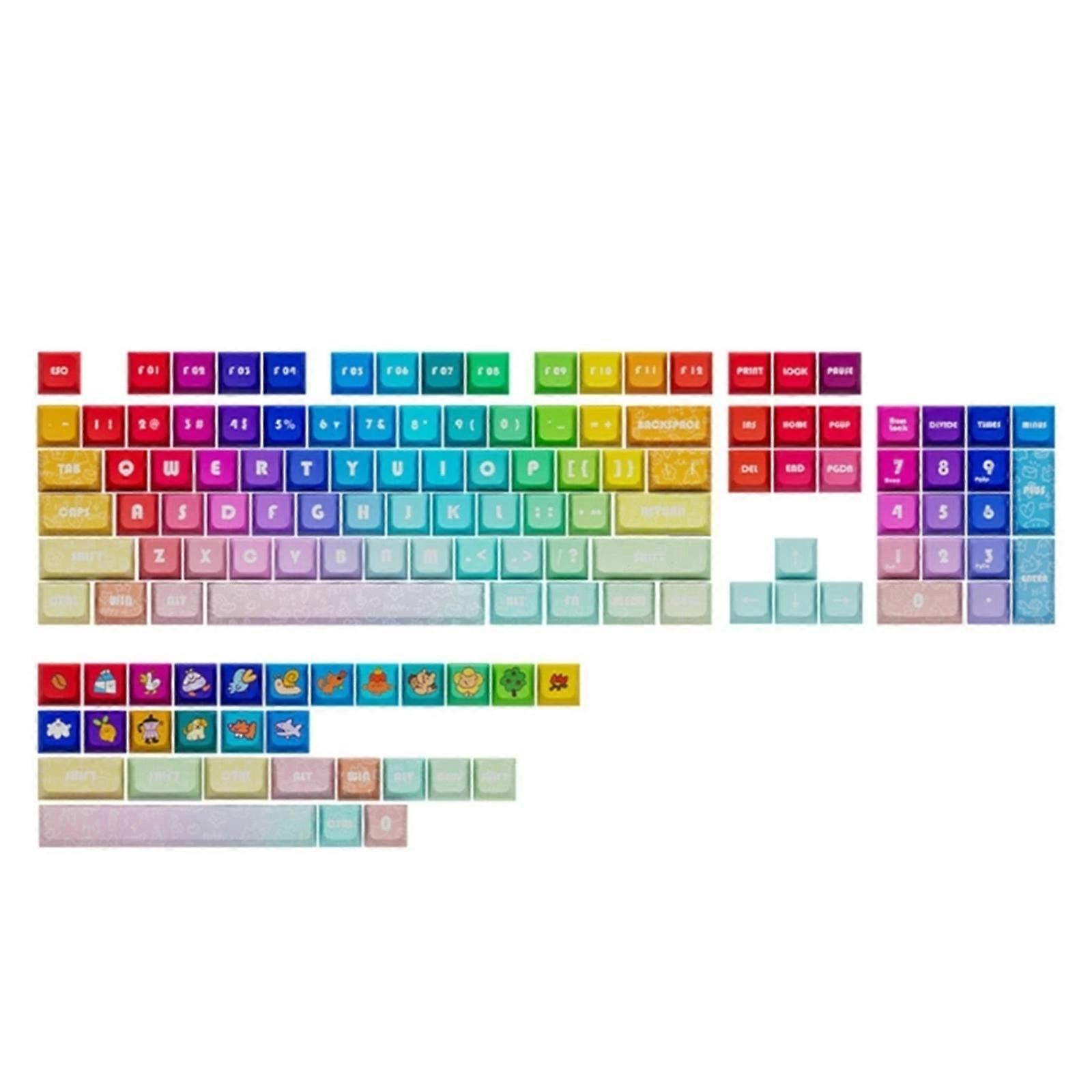 133Keys Rainbow Keycaps XDA Profile Thick PBT Keycap For 61/87/104/108 Layouts Mechanical Keyboards Keycaps