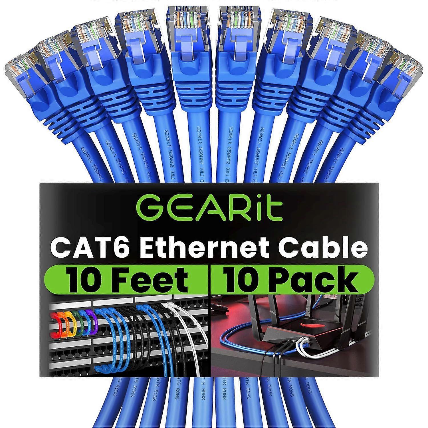 2025 Latest Model  Cat 6 Ethernet Cable (10-Pack 10 Feet) Cat6 Network Patch