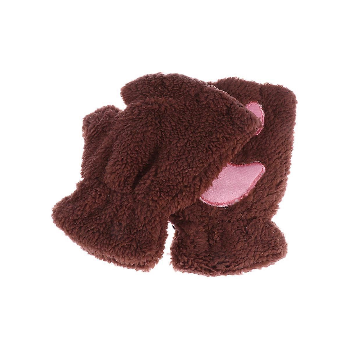 Comfortable Plush Gloves with Cat Design for Girls and Women