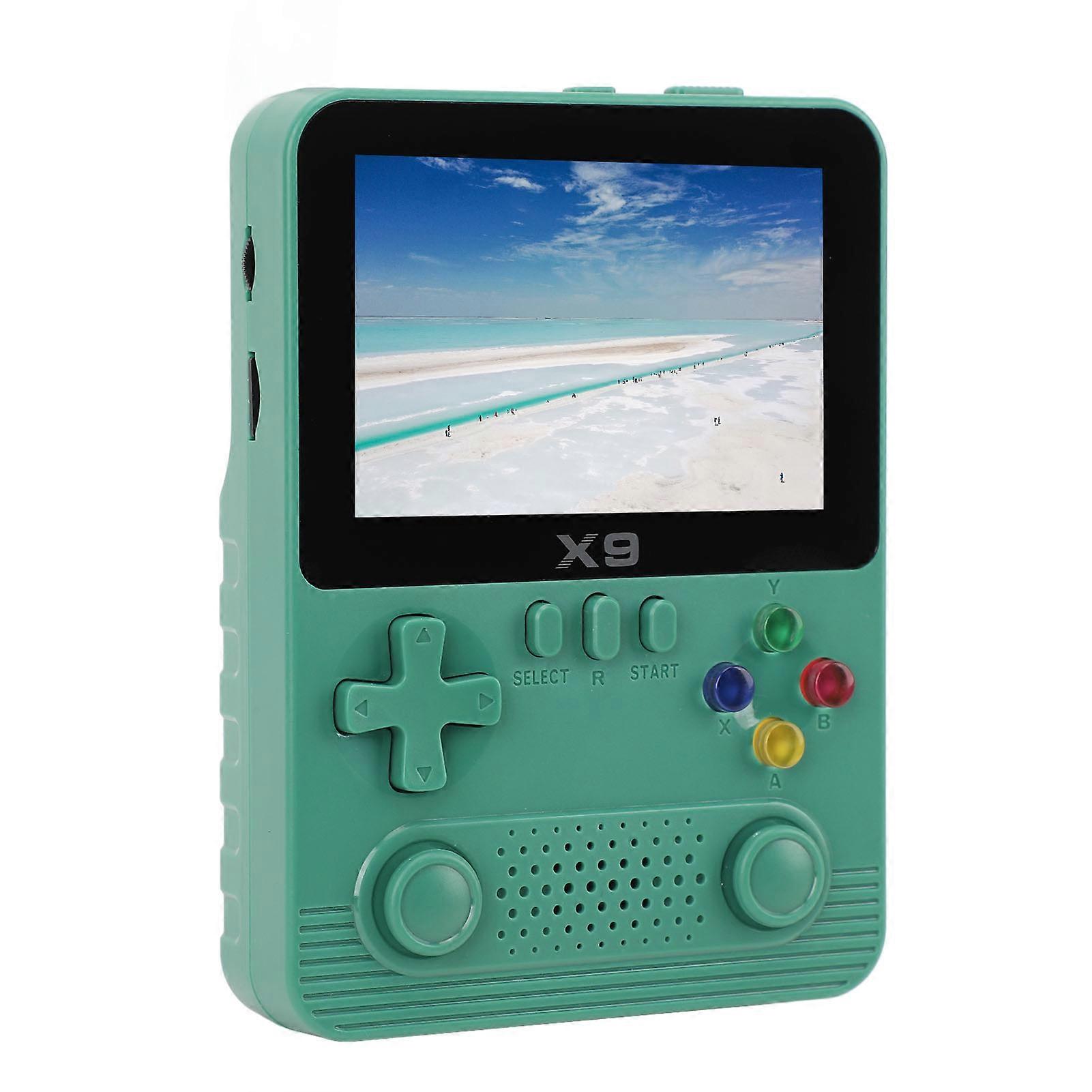Handheld Games Consoles 3.5 Inch IPS Screen Support Connecting TV Two Players Portable Game Player with 32G Memory Card for Kids Green 