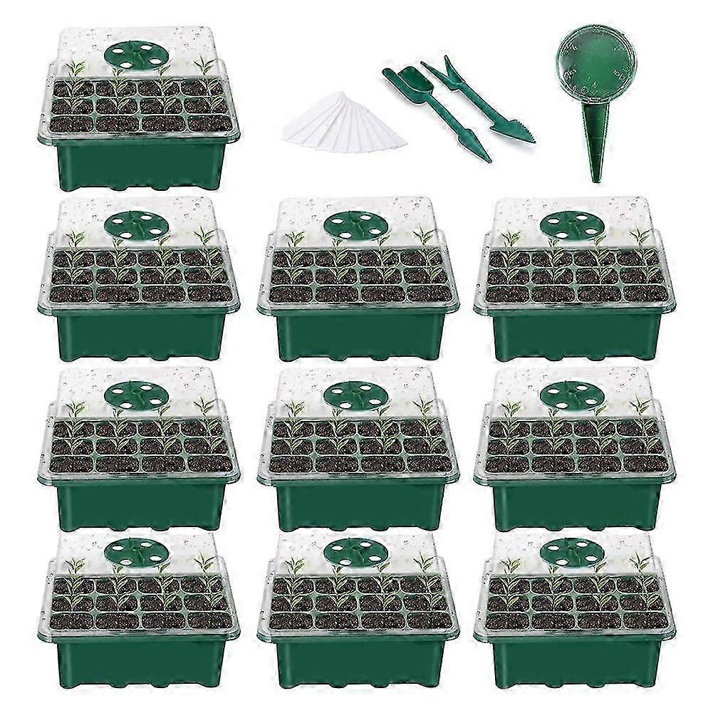 10 Pack Seed Trays Plant Germination Kit with Humidity Adjustable Dome and Base Include Sowing Seed