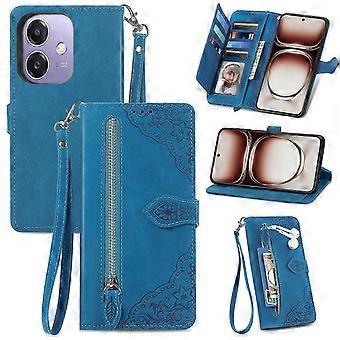 Compatible With Oppo A40 4g Zip Pouch Magnetic Card Holder With Wrist Strap Wallet Pouch For Oppo A40 4g