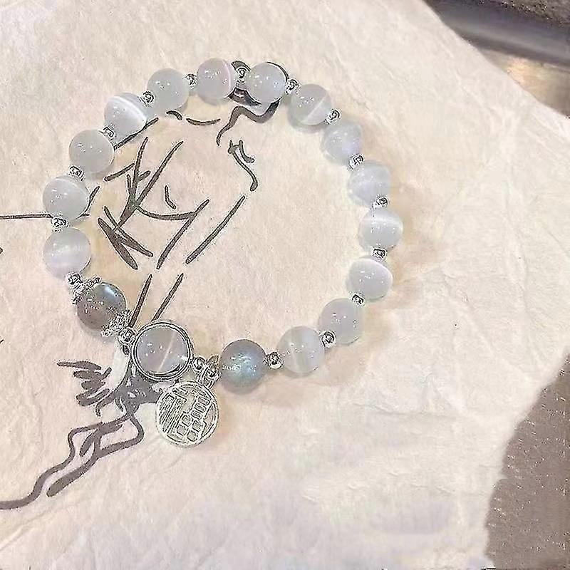 Opal bracelet gemstone beaded stone elastic bracelet