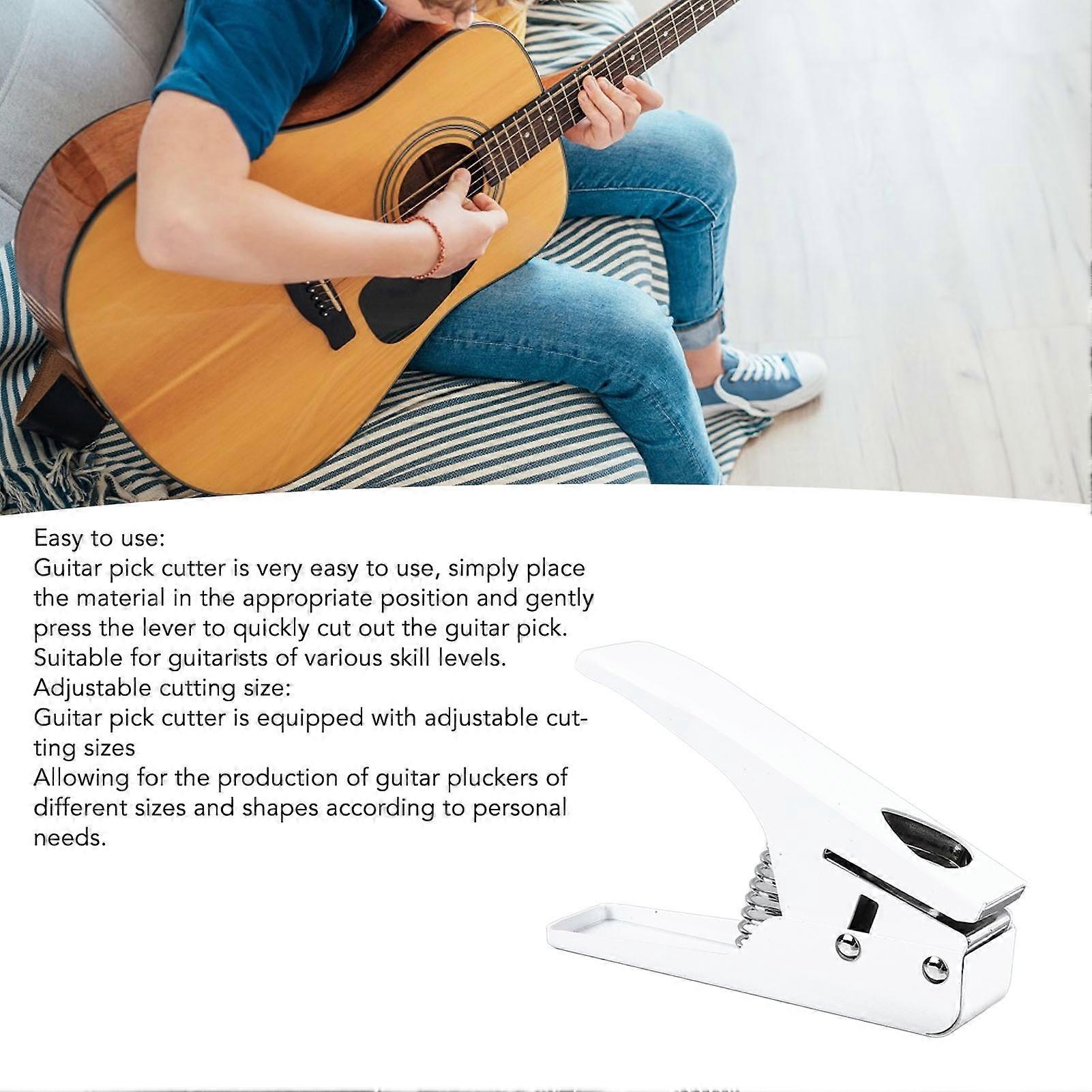 Guitar Pick Puncher, Adjustable Size, Multifunctional, Portable, White