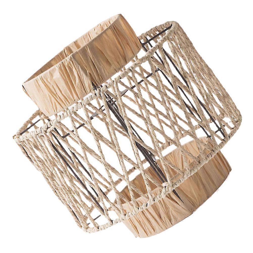 Handwoven Lampshade Ceiling Lamp Shade Cover Rustic Style Iron Frame 25.00X25.00X15.00CM Creates Relaxing Atmosphere 1Pack