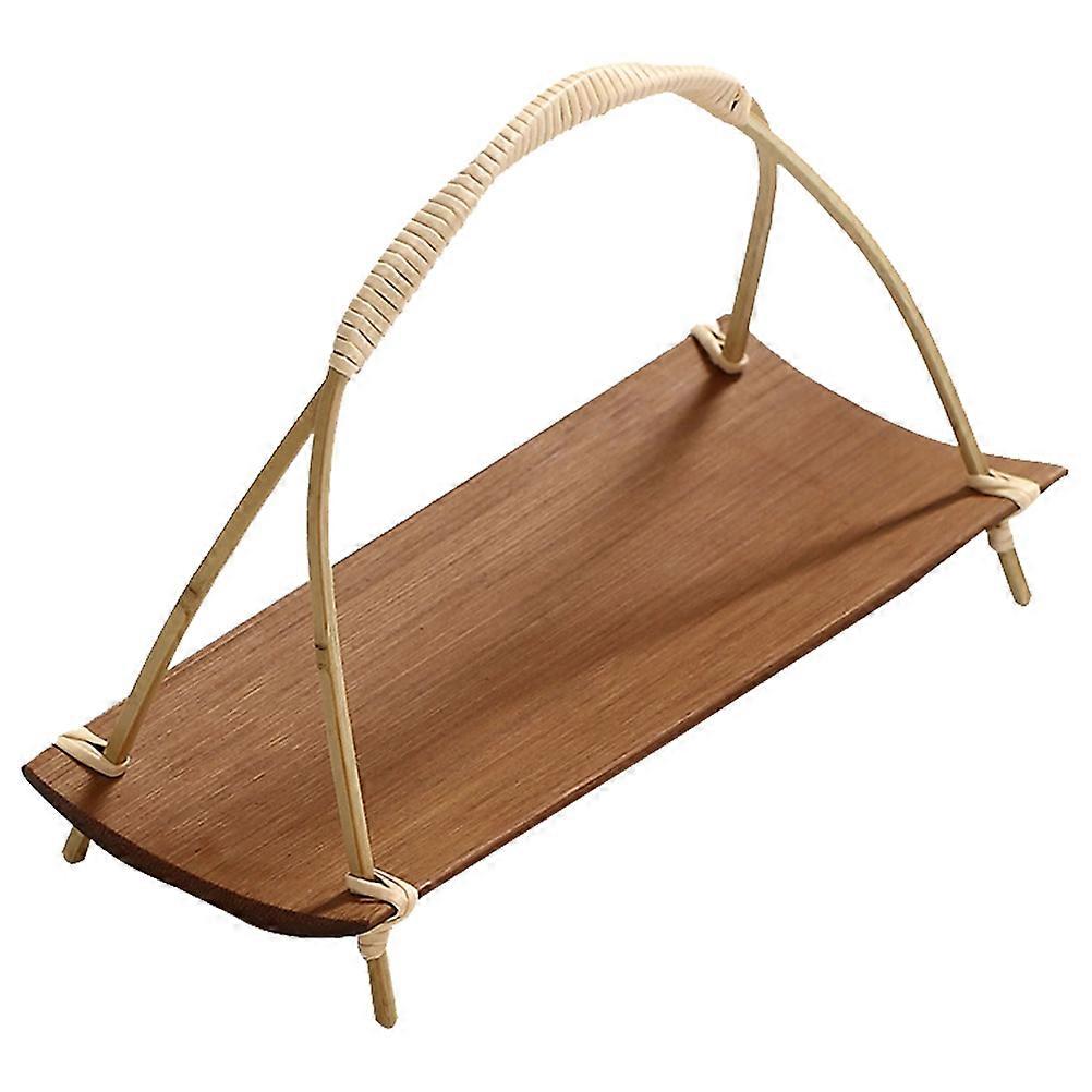 Bamboo Cake Tray Household Dessert Accessory Square Style 19x12cm Food Storage 1Pack