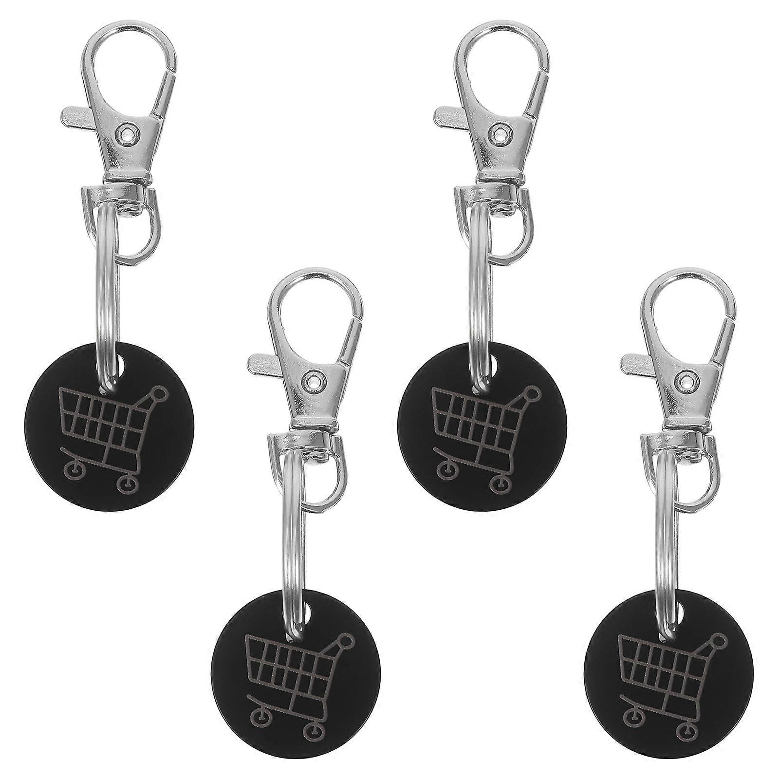 4PCS Lightweight Shopping Trolley Keychain Token for Supermarket Carts – Universal Key Ring Accessory for Daily Use