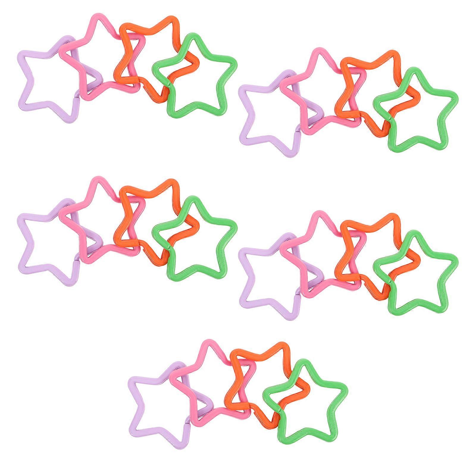 Five-Pointed Star Keychain Metal Keyring for Key Management 20Pcs Assorted Color
