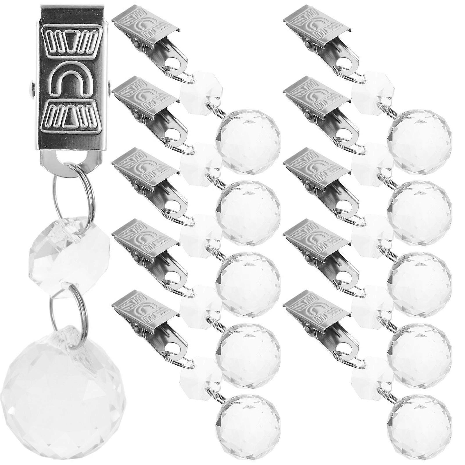 12pcs Crystal Teardrop Tablecloth Weights with Sturdy Metal Clips – Elegant Decorative Anchors for Table Covers, Curtains & Banners – Indoor &