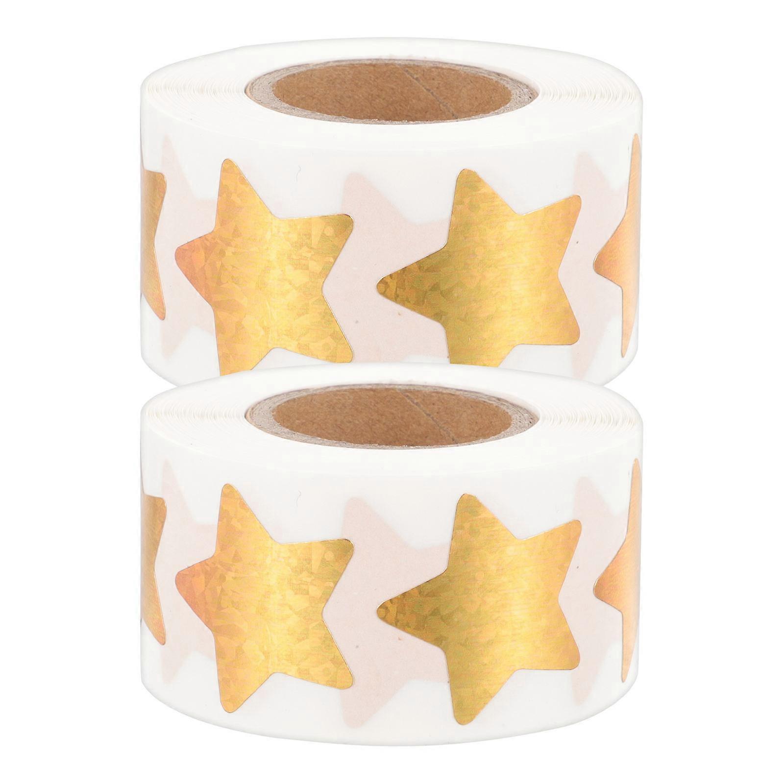 Self-Adhesive Star Stickers Reward Star Stickers for Kids Classroom Decorative Golden 1 Inch Diameter per Star 2 Rolls