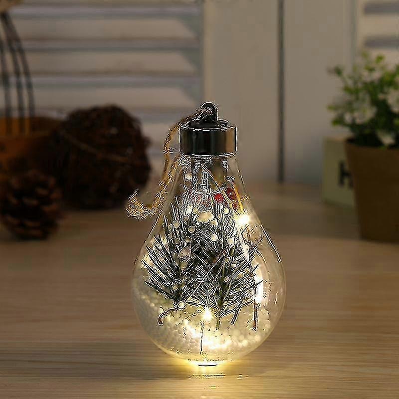 Qian Julplast Led Lysande Transparent Julboll Kreativ Tecknad Julgran Penda