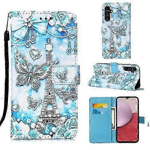 For Samsung Galaxy A15 Colored Drawing Pattern Plain Weave Leather Mobile Phone Case