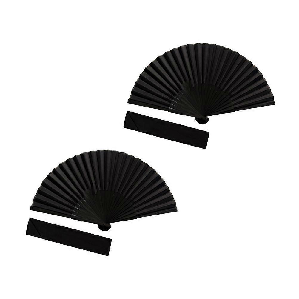 Black Silk Foldable Handheld Fan Set for Women, Chinese Style Dance Accessory with Storage Bag, Elegant for Festivals and Performances