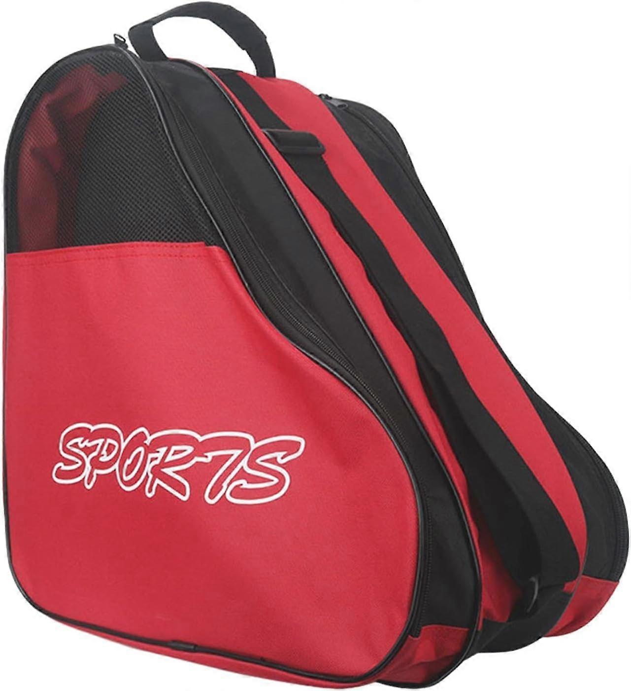Roller Skate Bag, Adjustable Shoulder Strap Storage Bag for Inline Skates, Red, Water-Resistant Material, Unisex Design