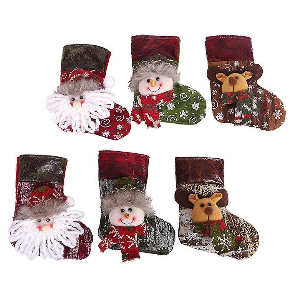 Χιονάνθρωπος διακοσμήσεις κεντημένη νιφάδα χιονιού κάλτσα εορταστική διακόσμηση 6Pcs ύφασμα