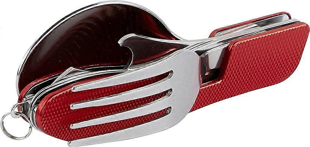 4-Piece Foldable Camping Tableware Set - Stainless Steel