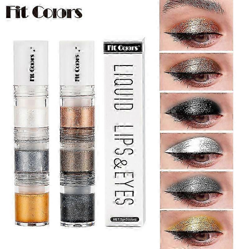 Liquid Glitter Eyeshadow Metallic 3 in 1, Gold Silver Diamond Highlight Eyeshadow, High Pigmented Glitter, Sparkly Eye Shadow, Versatile Shimmer Eye M