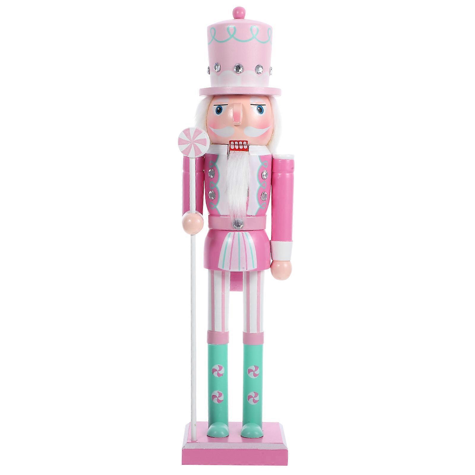 Nutcracker Party Decorations Wooden Figure Pink 38.00X9.00X8.00CM Holiday Party 1Pack