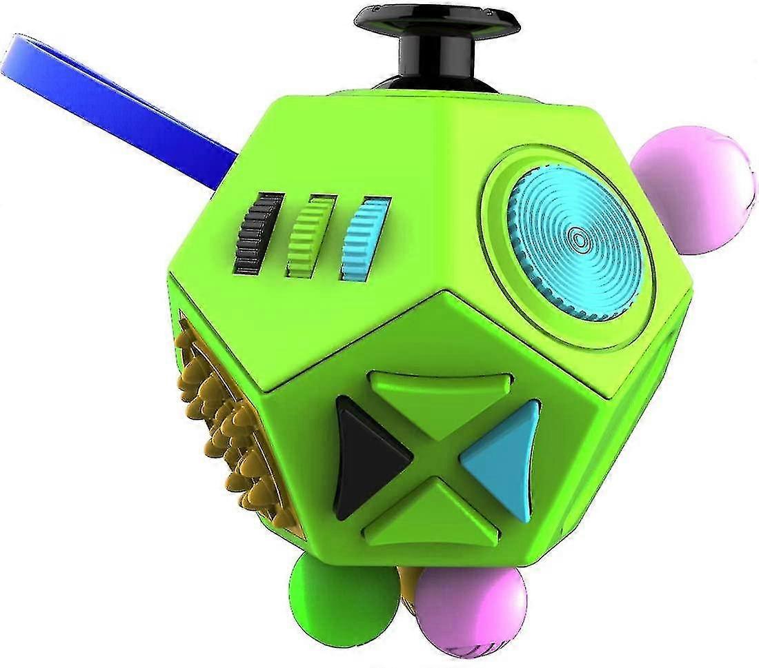 12-sided Fidget Cube for Reducing Stress and Anxiety - Anti-Depression Cube in Green Color - Suitable for Various Users