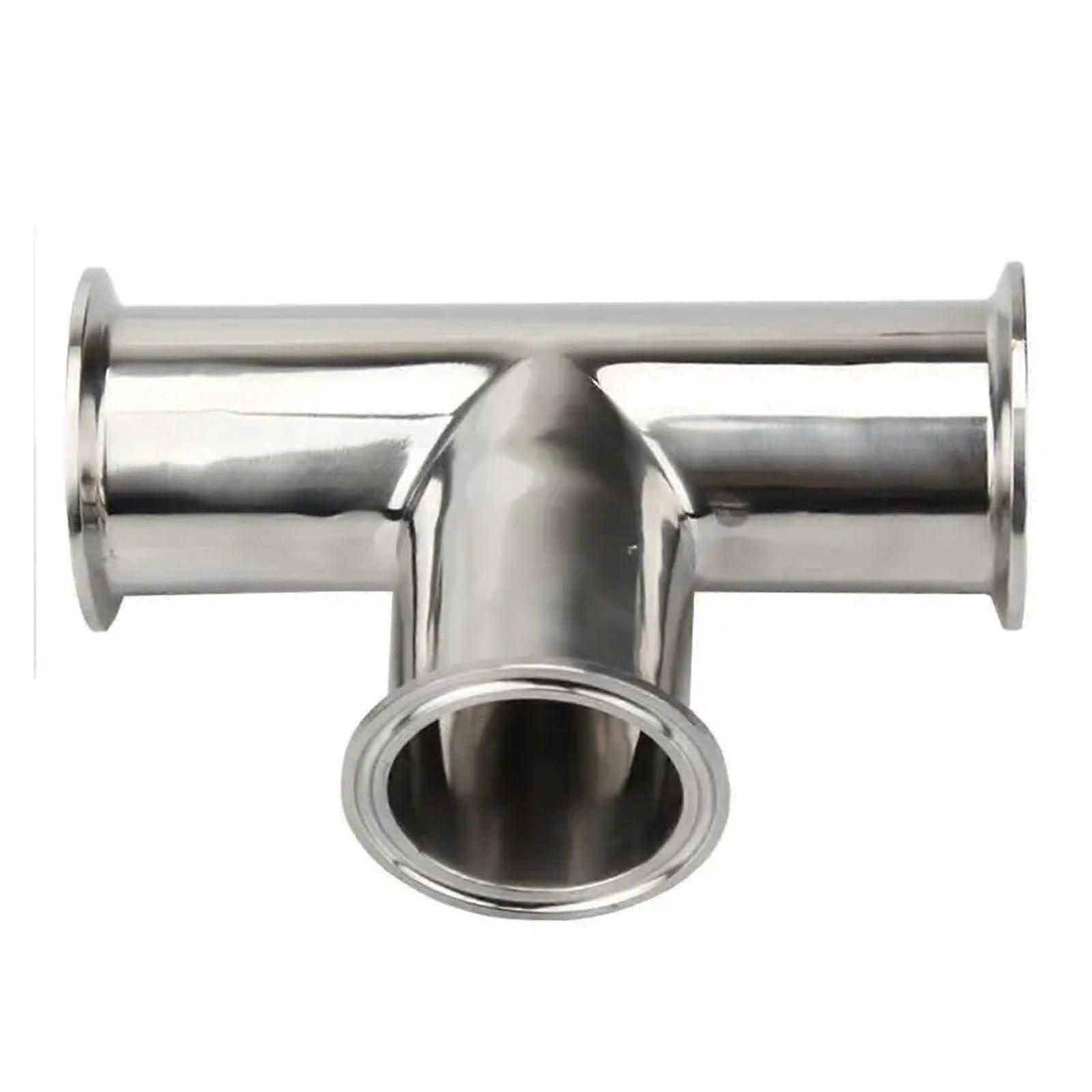 38mm O/D 304 Stainless Steel Ferrule 3 Way Tee Connector Pipe Fitting 1.5' Tri Clamp
