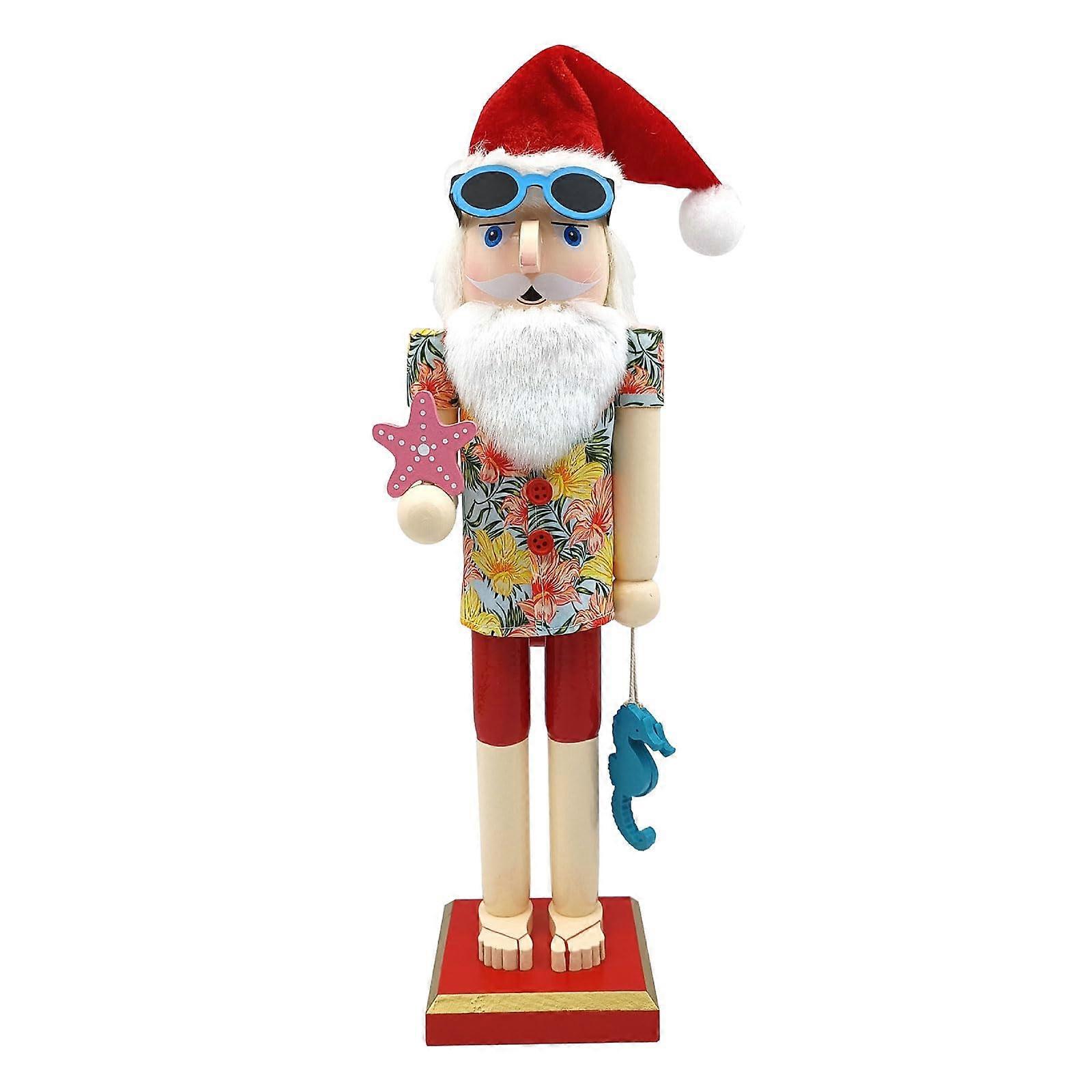 Nutcracker with Santa Claus Design, 38.1 cm Indoor Decoration, Table Centerpiece, Sculptural Window and Shelf Decor