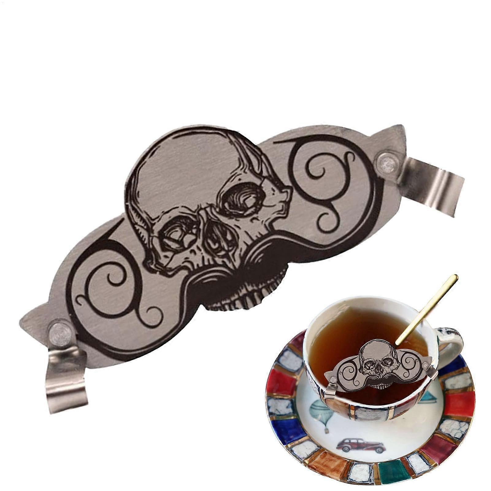 Mustache Protector For Drinking, Stainless Skull Mug Guard, Fits Most Cups, Innovative Multifunctional Drinking Supplies