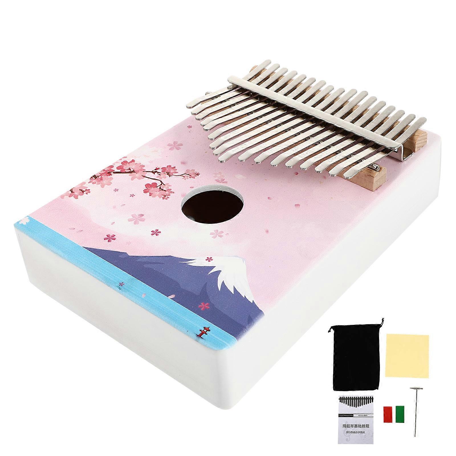 Kalimba Piano Portable Thumb Piano with Round Hole Design Durable Pine Construction Includes Learning Booklet for Beginners