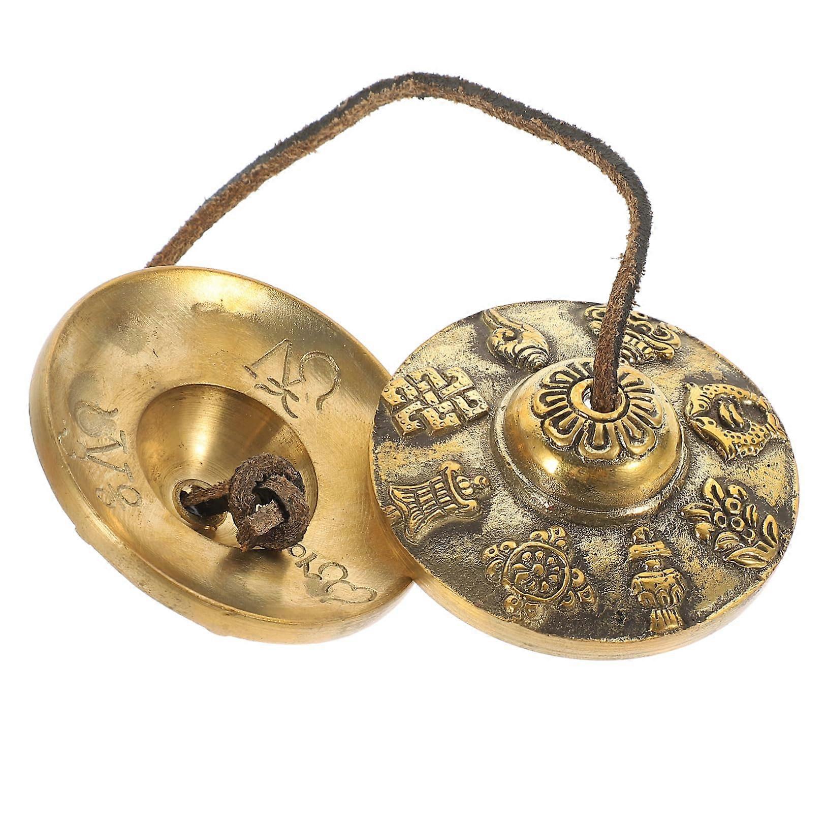 Tibetan copper cymbals for meditation and yoga, handcrafted percussion instrument for spiritual practices, for special occasions.