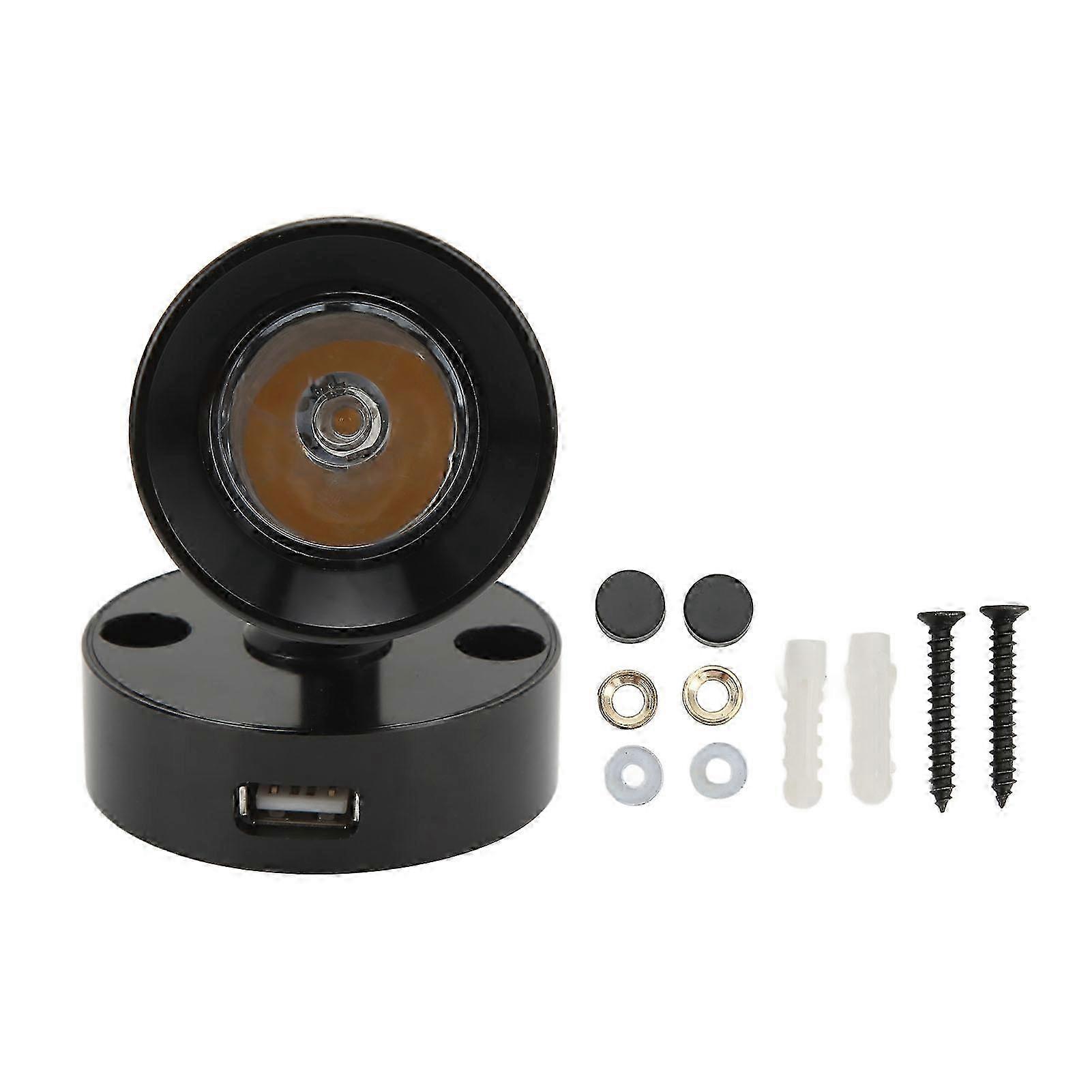 LED Reading Light with Press Dimming Switch and USB Port for Caravans, Campers, and Boats �C Black Warm White