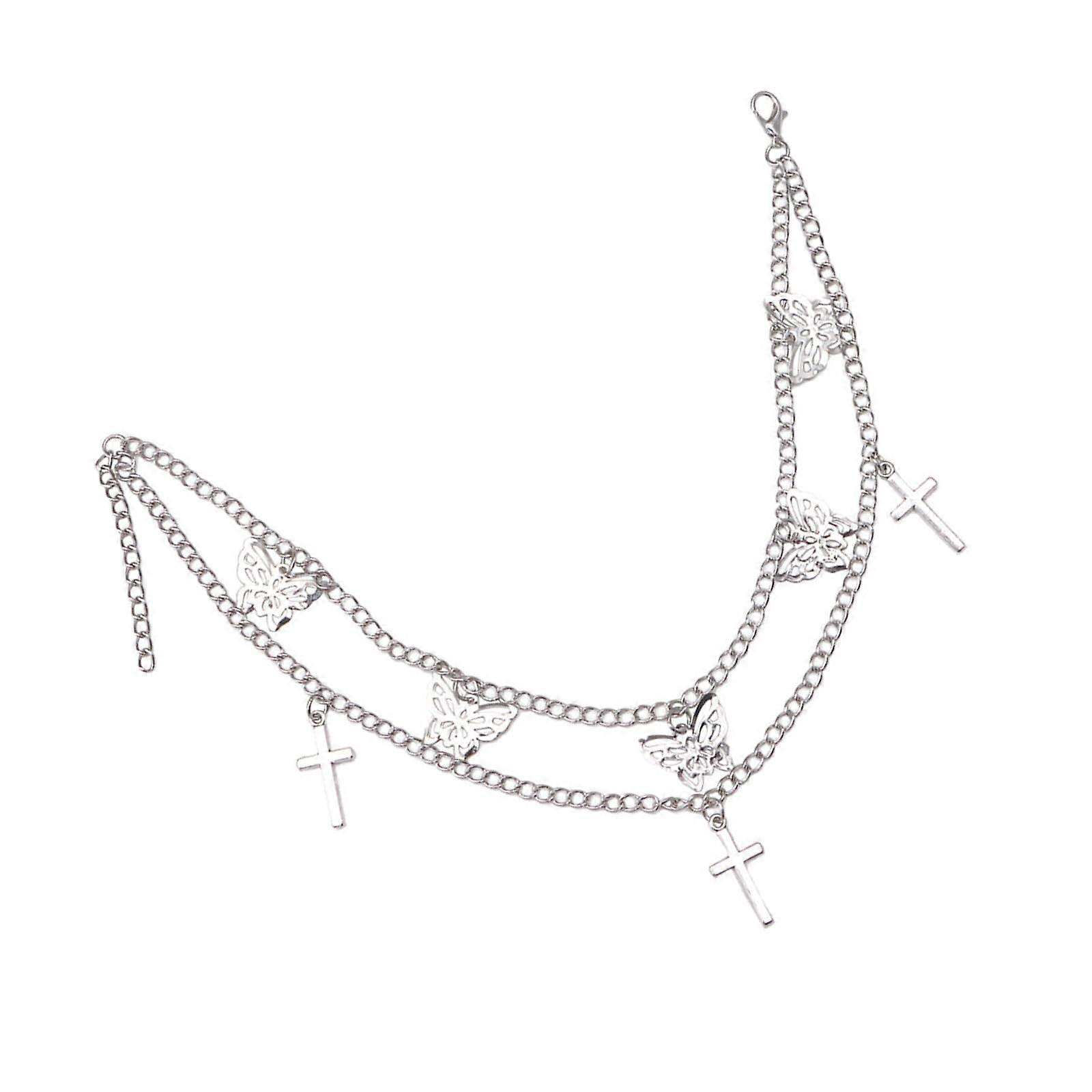 Punk Shoe Chain with Butterfly Charm Pendant, Adjustable Waist Boot Bracelet, Trendy Dancer Belt for Stylish Outfits
