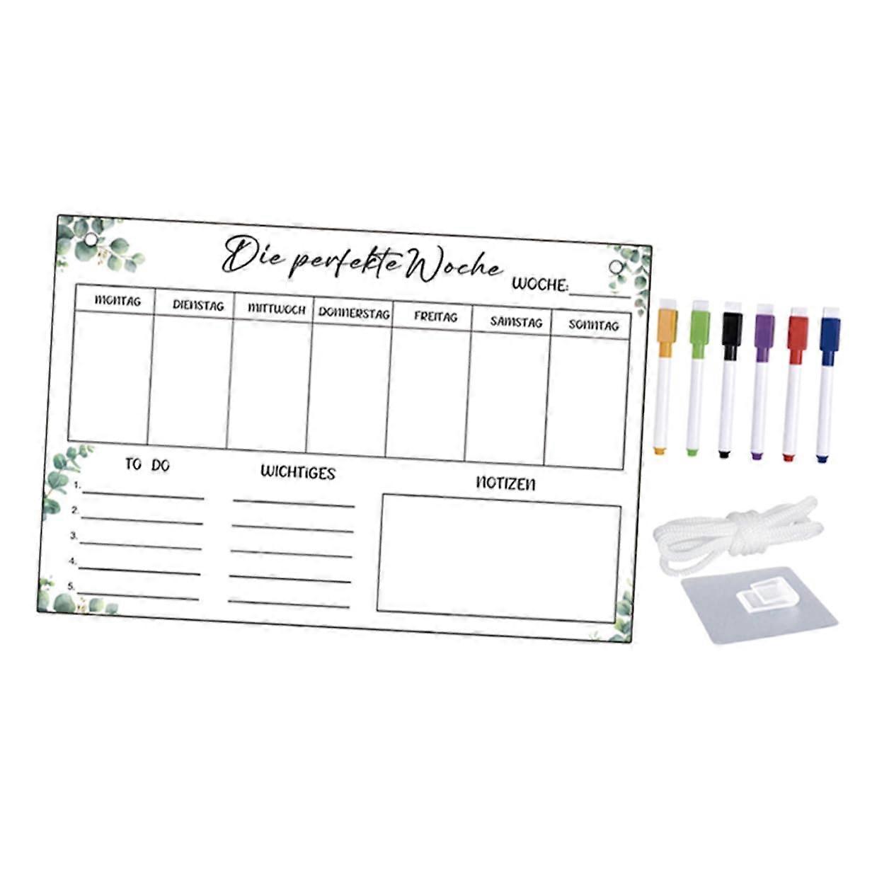 Erasable Notepad Kitchen Planner Calendar Table Wall-Mounted Acrylic Noteboard with Short Handle and Fridge Whiteboard