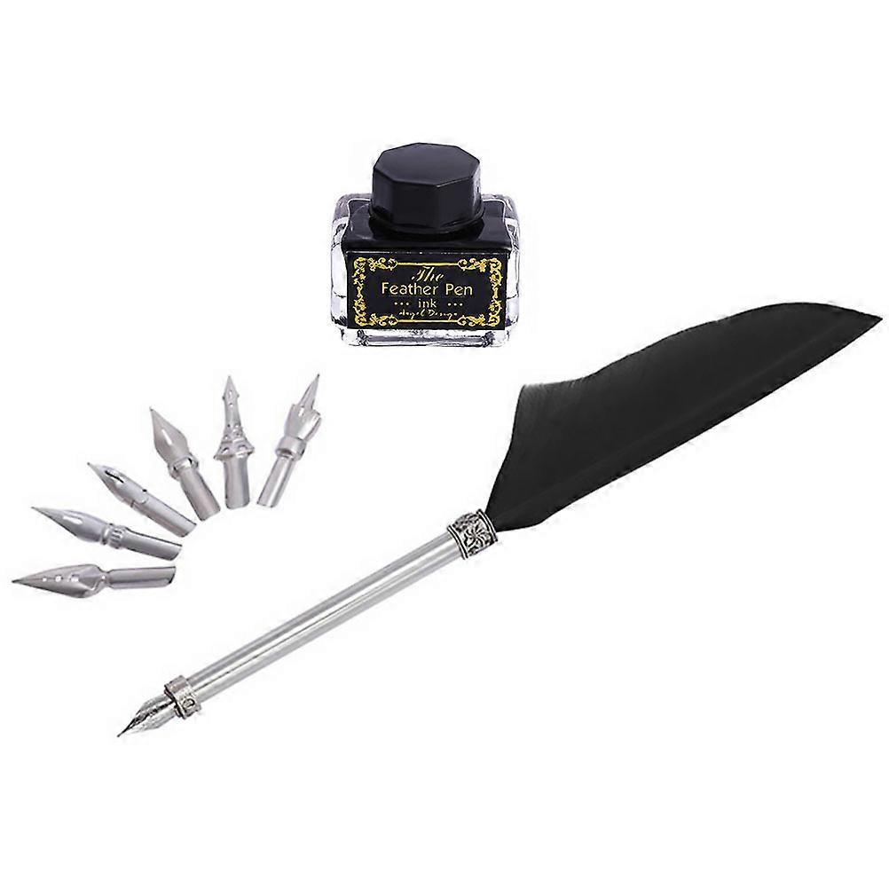 Black Ink Pens for Writing Quill Pen Retro present 21x0.9CM 1 Set