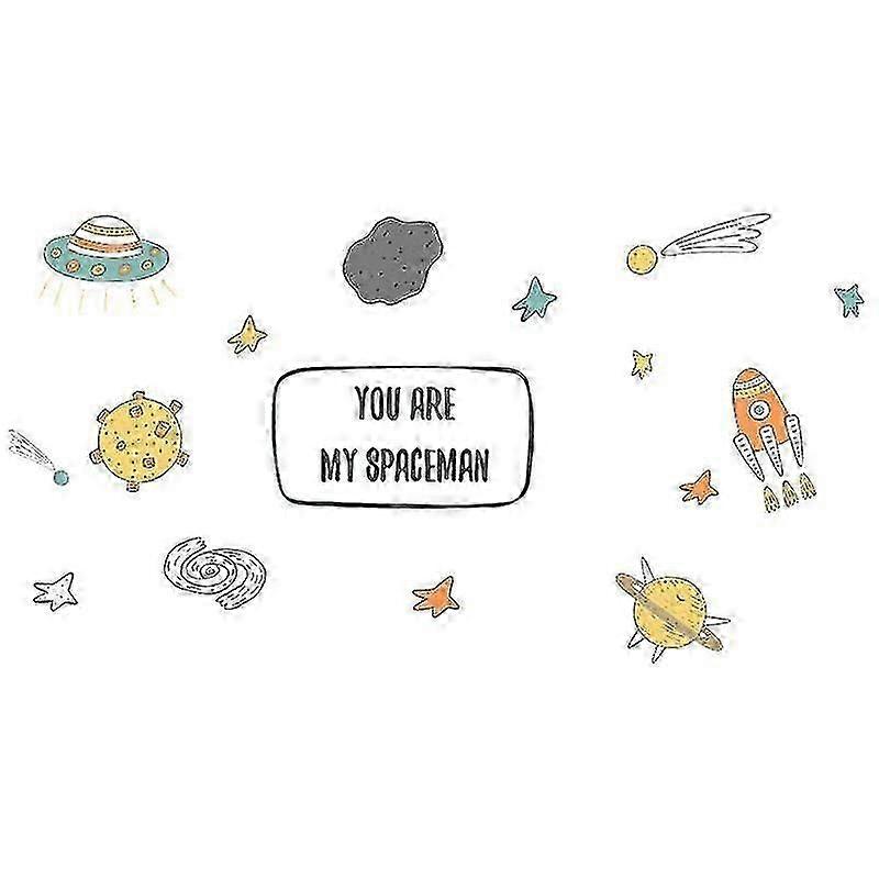 2025 Latest Model wall sticker spaceship meteorite combination stickers cartoon