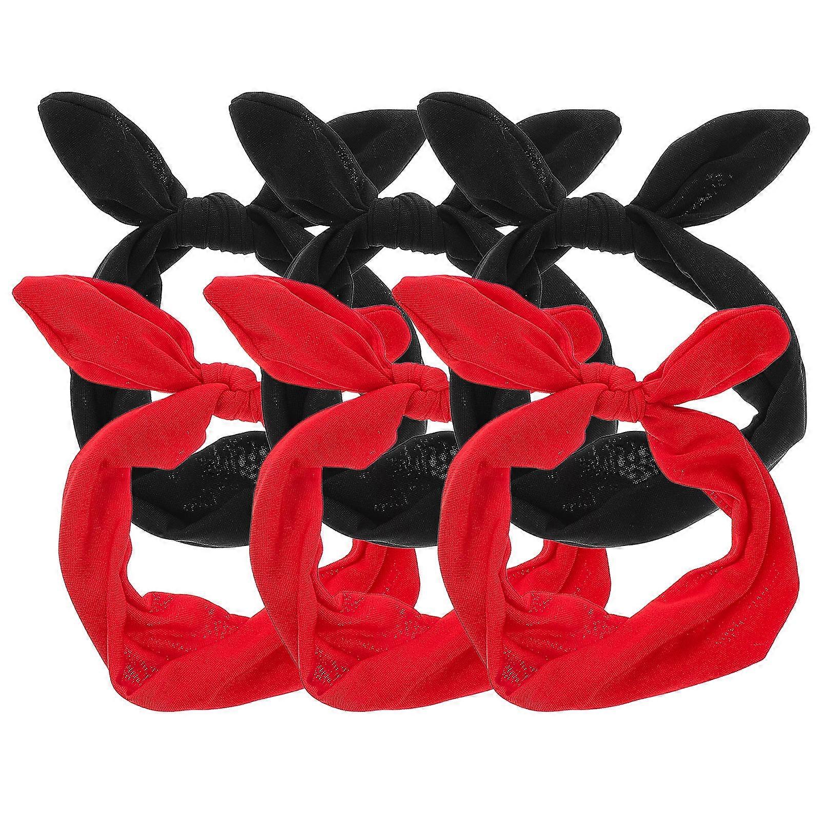 Bunny Ear Headband Wide Headbands Fabric Trendy Design Assorted Color For Fun Night Out 6Pcs
