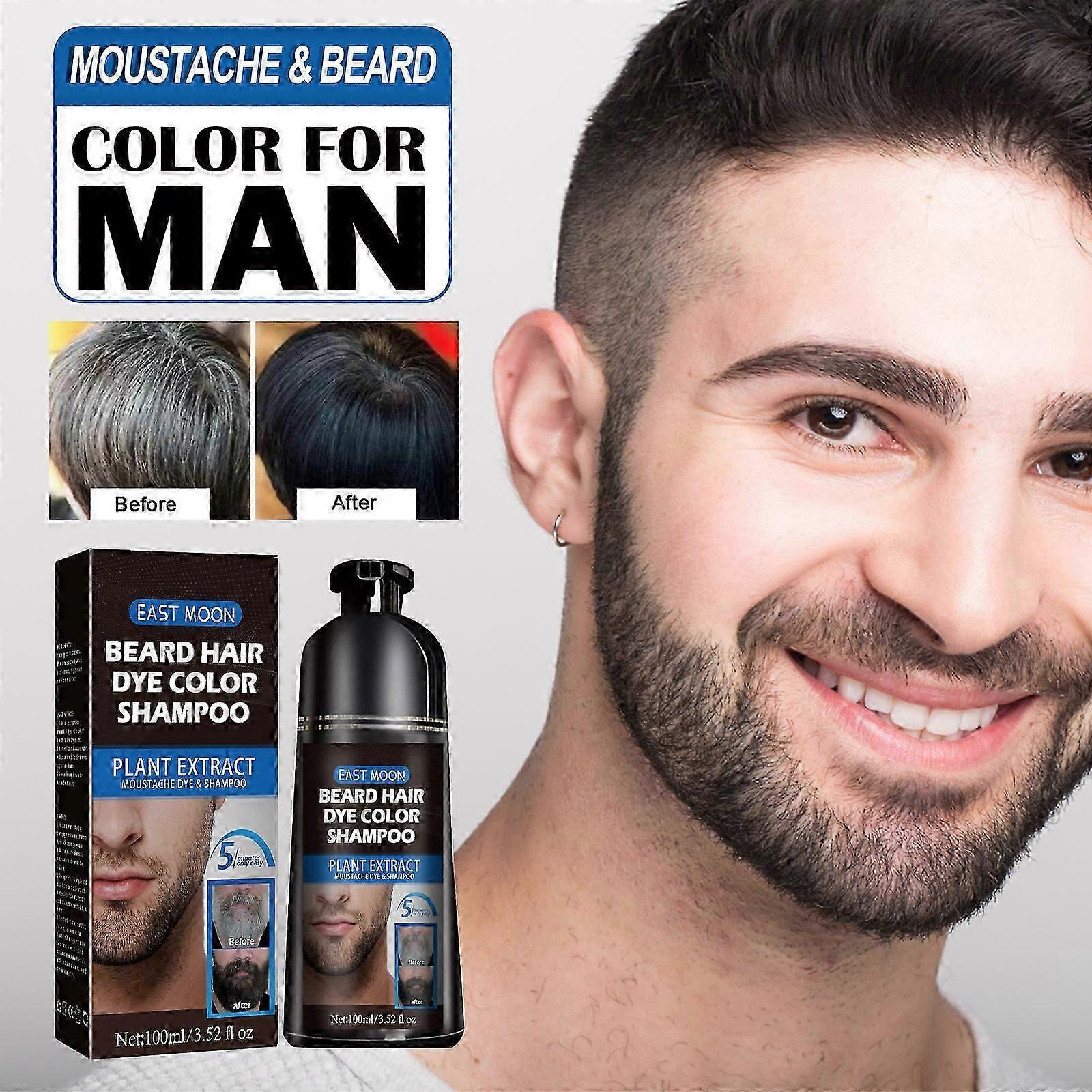 Beard Dye Shampoo for Men, Shampoo for Removing White Grey Beard, Fast Black Colour, Beard Care for Men Creates the Thicker, Fuller Beard