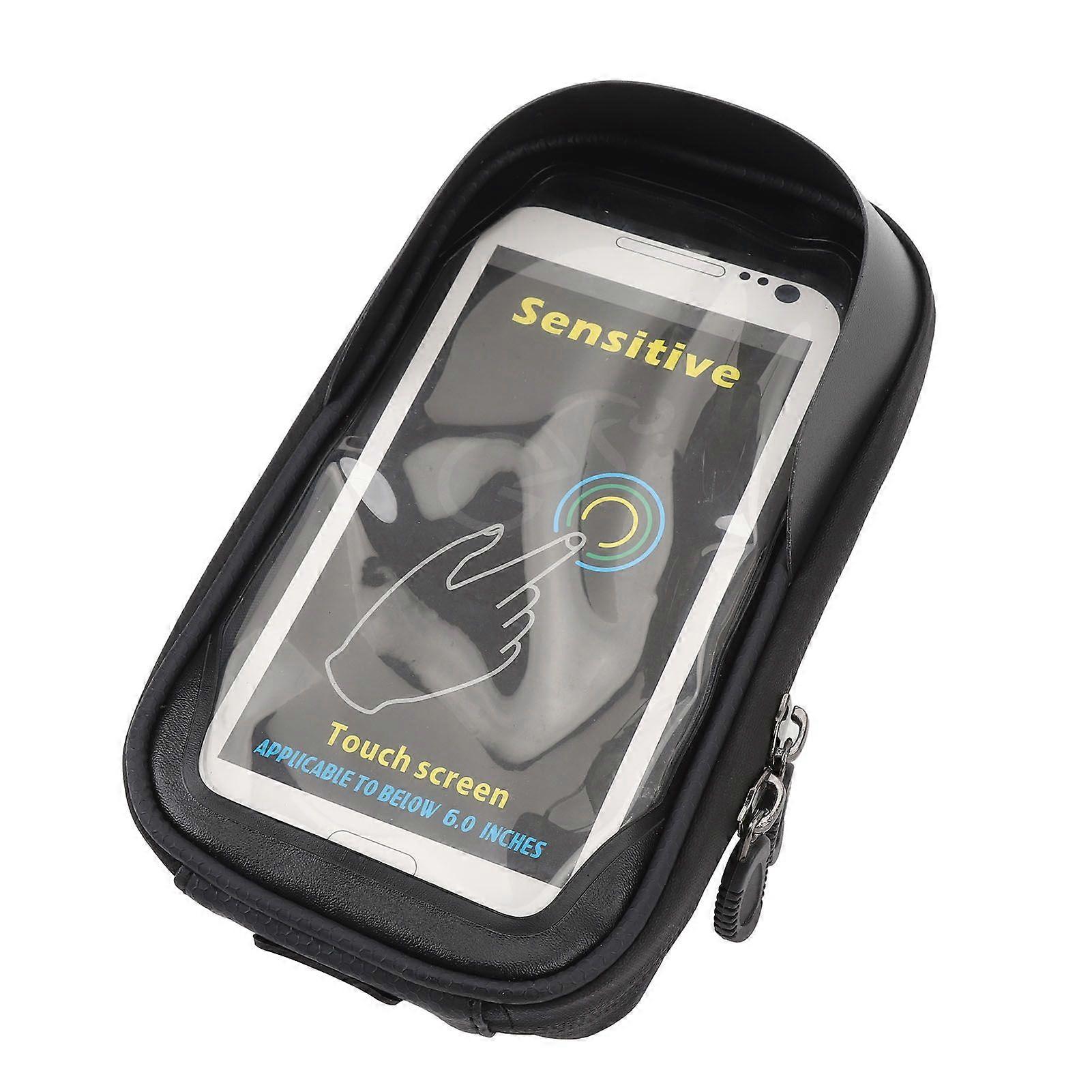 Bike Phone Mount Bag Waterproof Touch Display Large Capacity Shockproof Handlebar Cycling Pouch with Reflective StripYMQX)