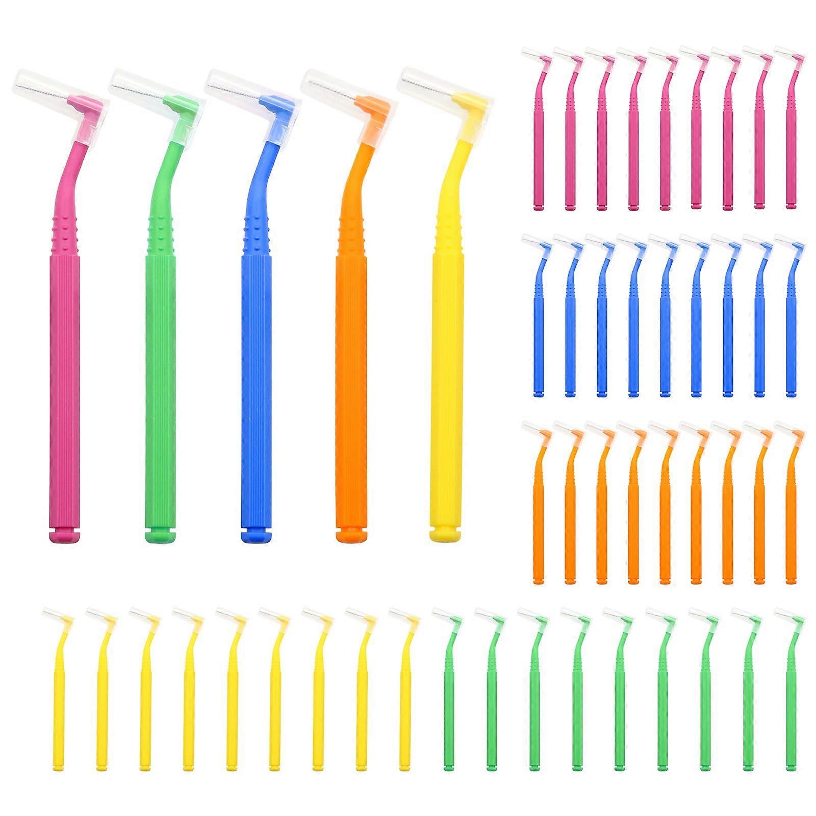 50 Pieces Interdental Brushes, Toothbrushes for Teeth Cleaning, PushPull L Toothbrushes
