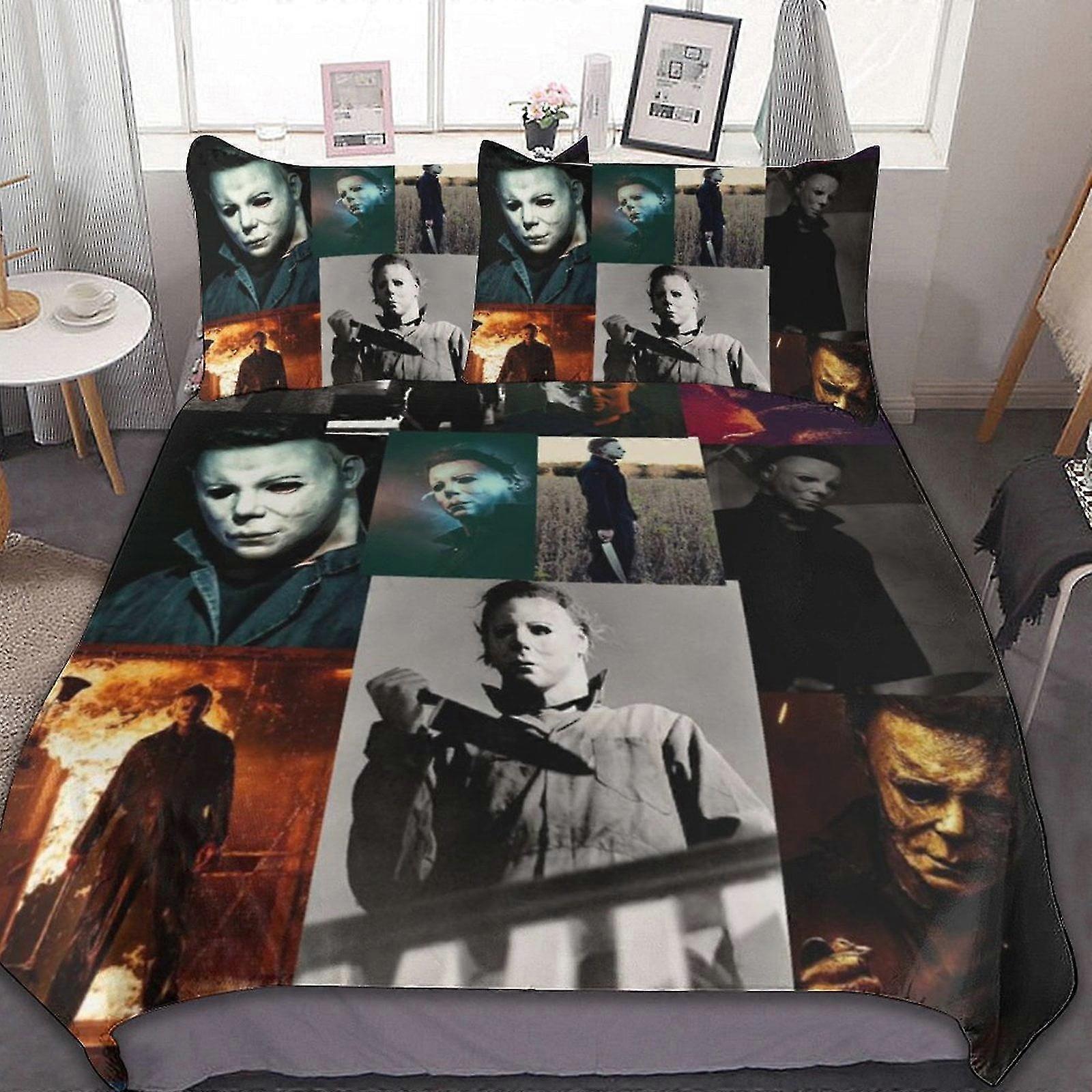 Halloween 3-częściowy zestaw pościeli oddychająca poszewka na kołdrę z 2 poduszkami Shams Soft All Seasons Zestaw pościeli odpowiedni dla każdej marki