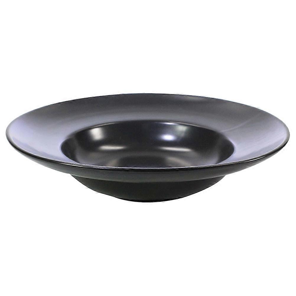 Ceramic Plates Food Serving Plate For Picnic Smooth Round Edge Multi-Use Black 1Set