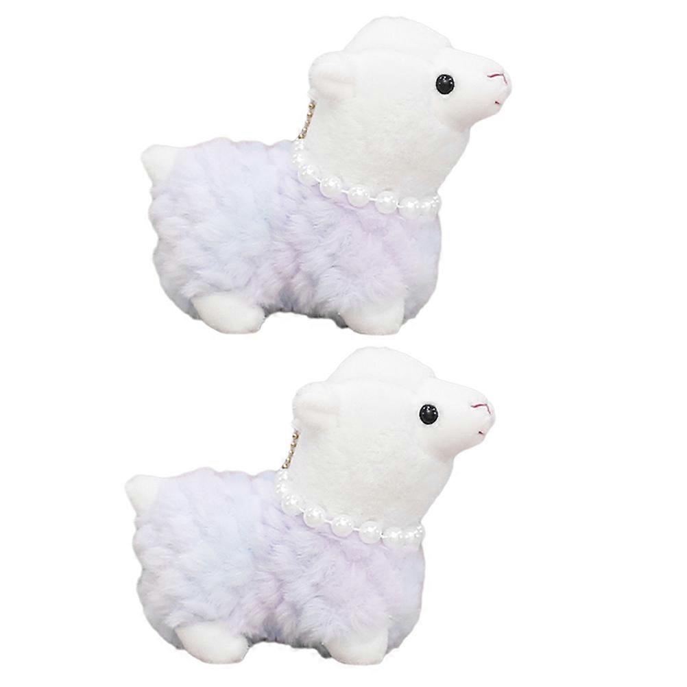 Key Chain Charm Alpaca Soft Toy Purple Plush Pendant For Daily Use Cute Bag Pendant 2Pcs